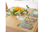Abakuhaus Tovagliette Astratte, Immagine Geometrica Rotonda Con Design Vintage Retrò Con Stampa Artistica Dai Colori Dell'arcobaleno, Tiscjdeco In Tessuto Resistente Al Lavaggio Per La Sala Da Pranzo E La Cucina, Multicolore