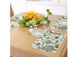 Abakuhaus Tovagliette Moderne, Grafica Cartoon, Uccelli, Fiori, Alberi, Stampa Geometrica, Tiscjdeco In Tessuto Resistente Al Lavaggio Per Sala Da Pranzo E Cucina, Multicolore