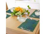 Abakuhaus Tovagliette Astratte, Pelle Di Coccodrillo, Animale Africano, Coccodrillo, Rettile, Safari, Animale Selvatico, Grafica Vivace, Tiscjdeco In Tessuto Resistente Al Lavaggio Per La Sala Da Pranzo E La Cucina, Verde Blu
