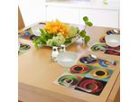 Tovagliette Da Cucina Abakuhaus, Tazze Di Caffè, Tè E Cioccolata Calda Su Sfondo Colorato Con Gustosi Biscotti Al Deserto, Tovaglietta Decorativa In Tessuto Resistente Al Lavaggio Per La Sala Da Pranzo E La Cucina, Multicolore