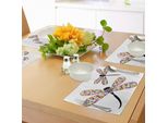 Abakuhaus Tovagliette Moderne, Farfalle E Libellule Con Ali Colorate E Seducenti E Silhouette Nere Stampate, Decorazioni Da Tavola In Tessuto Resistente Al Lavaggio Per La Sala Da Pranzo E La Cucina, Multicolore