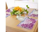 Tovagliette Abakuhaus, Fiori Di Orchidea Esotici Che Sbocciano Su Uno Sfondo Astratto, Stelle Circolari, Decorazioni Da Tavola In Tessuto Resistente Al Lavaggio Per La Sala Da Pranzo E La Cucina, Rosa Chiaro, Lilla, Blu