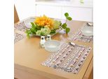 Tovagliette Tribali Abakuhaus, Motivo Tribale Etnico Con Stampa Geometrica, Tiscjdeco In Tessuto Resistente Al Lavaggio Per La Sala Da Pranzo E La Cucina, Calendula Bianca E Rossa