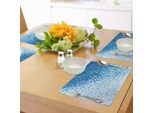 Abakuhaus Tovagliette Moderne, Immagine Geometrica Con Mosaico Digitale Vettoriale, Immagine Colorata Sfumata Chiara, Tiscjdeco In Tessuto Resistente Al Lavaggio Per La Sala Da Pranzo E La Cucina, Blu Scuro E Bianco