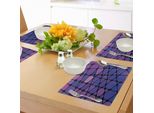 Abakuhaus Tovagliette Astratte, Design Contemporaneo In Vetro Colorato Con Motivi Grafici Che Creano Un Effetto Mosaico Vibrante, Tovagliette Decorative In Tessuto Resistente Ai Colori Per La Sala Da Pranzo E La Cucina, Viola Nero Rosa