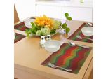 Tovagliette Tribali Abakuhaus, Strisce Geometriche Astratte A Zig Zag, Stile BohéMien Di Ispirazione Africana, Tiscjdeco In Tessuto Resistente Al Lavaggio Per La Sala Da Pranzo E La Cucina, Arancione E Rosso