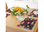 Abakuhaus Tovagliette Astratte, Motivi Mosaico Colorati A Mezzitoni Quadrati, Stampa Digitale Effetto Piastrelle A Griglia, Tiscjdeco In Tessuto Resistente Al Colore Per La Sala Da Pranzo E La Cucina, Multicolore