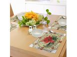 Tovagliette Abakuhaus Con Motivi Floreali, Immagine Vettoriale Antica Su Vetro Con Gigli, Design Con Foglie E Boccioli, Tovaglietta Decorativa In Tessuto Resistente Ai Colori Per La Sala Da Pranzo E La Cucina, Multicolore