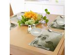 Abakuhaus Tovagliette Astratte, Foglie Di Edera Con Motivi Insoliti - Immagine Vettoriale, Tiscjdeco In Tessuto Resistente Al Lavaggio Per La Sala Da Pranzo E La Cucina, Grigio Antracite Verde Scuro Bianco