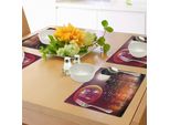 Abakuhaus Tovagliette Moderne, Tema Big City, Skyline Notturno Con Luna Piena, Stelle E Grattacieli, Tiscjdeco In Tessuto Resistente Ai Colori Per La Sala Da Pranzo E La Cucina, Multicolore