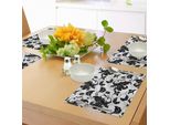 Tovagliette Abakuhaus Con Motivi Floreali, Foglie, Edera E Volute, Stampa Astratta Con Ombre, Tiscjdeco In Tessuto Resistente Ai Colori Per La Sala Da Pranzo E La Cucina, Grigio Chiaro, Bianco E Nero.