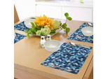 Abakuhaus Tovagliette Moderne, Triangoli Alla Moda, Esagoni E Forme Geometriche Nei Colori Blu E Bianco Immagine, Tiscjdeco In Tessuto Resistente Al Lavaggio Per La Sala Da Pranzo E La Cucina, Multicolore