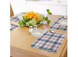 Abakuhaus Tovagliette Astratte, Motivo Tartan In Stile Inglese, Motivo Culturale A Righe Vintage, Tiscjdeco In Tessuto Resistente Al Lavaggio Per La Sala Da Pranzo E La Cucina, Blu Viola Arancione Bianco