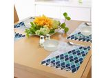 Abakuhaus Tovagliette Astratte, Strisce Ondulate E Curve In Argilla Con Motivi Arabeschi A Spirale, Tiscjdeco In Tessuto Resistente Al Lavaggio Per La Sala Da Pranzo E La Cucina, Turchese Blu Scuro Indaco