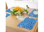 Tovagliette Abakuhaus Blu, Forma Geometrica Astratta Esagonale Quadrata, Immagine Ombreggiata, Arte, Tiscjdeco In Tessuto Resistente Al Lavaggio Per Sala Da Pranzo E Cucina, Turchese Blu Scuro E Acquamarina