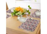 Abakuhaus Tovagliette Astratte, Motivo Tartan Vintage Irlandese, Stampa Con Linee Etniche Reali, Tiscjdeco In Tessuto Resistente Al Lavaggio Per Sala Da Pranzo E Cucina, Rosa Chiaro Avorio Grigio