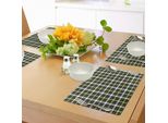 Abakuhaus Tovagliette Astratte, Linee Geometriche Orizzontali E Verticali Quadrate, Stampa Artistica, Tiscjdeco In Tessuto Resistente Al Colore Per La Sala Da Pranzo E La Cucina, Verde Lime Nero Grigio
