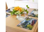 Abakuhaus Tovagliette Paesaggistiche, Lago Bohinj Con Barche E Canoe Parco Nazionale Del Triglav Alpi Giulie Slovenia Stampa, Tiscjdeco In Tessuto Resistente Ai Colori Per La Sala Da Pranzo E La Cucina, Multicolore