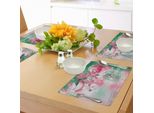 Tovagliette Abakuhaus Primavera, Design Refreshing RosenbläTter E Butterfly Water Romance Beauty Bouquet, Decorazioni Da Tavola In Tessuto Resistente Al Lavaggio Per La Sala Da Pranzo E La Cucina, Verde Giada E Rosa Chiaro
