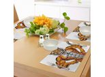 Tovagliette Abakuhaus Con Animali, Safari Africano, Bodybuilder, Tigre, Immagine Caricaturale, Tiscjdeco In Tessuto Resistente Al Lavaggio Per Sala Da Pranzo E Cucina, Calendula Grigio Chiaro E Nero