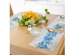 Abakuhaus Tovagliette Astratte, Motivo Grafico-Illustrativo Quadrato, Design Geometrico Mosaico Moderno 3D, Tiscjdeco In Tessuto Resistente Al Lavaggio Per Sala Da Pranzo E Cucina, Azzurro Bianco Blu
