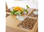 Abakuhaus Tovagliette Astratte, Motivo Geometrico Con Forme Ondulate Disegnate A Mano Con Acquerelli Arancioni, Tiscjdeco In Tessuto Resistente Al Lavaggio Per La Sala Da Pranzo E La Cucina, Arancione Marrone