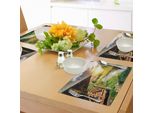 Tovagliette Abakuhaus Natur, Casa Di Campagna In Legno Sul Lago Con Sfondo Orizzontale, Villaggio, Vita Rurale, Tiscjdeco In Tessuto Resistente Al Colore Per La Sala Da Pranzo E La Cucina, Multicolore