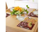 Tovagliette Abakuhaus Con Motivi Floreali, Sakura Blooms Con Figure Di Ventagli Giapponesi Authentic Asian Design, Tiscjdeco In Tessuto Resistente Al Lavaggio Per La Sala Da Pranzo E La Cucina, Rosa Baby Calendula Bordeaux