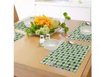 Abakuhaus Tovagliette Geometriche, Classico Motivo A Rombi Con Linee Tratteggiate, Design Vintage, Tiscjdeco In Tessuto Resistente Allo Scolorimento Per La Sala Da Pranzo E La Cucina, Verde Lime, Verde Scuro, Bianco