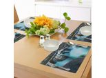 Abakuhaus Tovagliette Paesaggistiche, Cascata Rocce Basaltiche Paesaggio Rurale Parco Nazionale Foresta Naturale Foto, Tiscjdeco In Tessuto Resistente Ai Colori Per La Sala Da Pranzo E La Cucina, Blu Grigio Verde