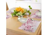 Tovagliette Abakuhaus Con Motivi Floreali, Fiori Di Ciliegio Giapponesi Sakura, Illustrazione Orientale A Tema Primaverile E Naturale, Decorazione Da Tavola In Tessuto Resistente Al Lavaggio Per Sala Da Pranzo E Cucina, Rosa Chiaro Baby Pink