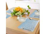 Abakuhaus Tovagliette Astratte, Sfondo In Mezzitoni Con Cerchi E Piccoli Punti Digitali Come Ocean Wave Artwork, Tiscjdeco In Tessuto Resistente Al Colore Per La Sala Da Pranzo E La Cucina, Azzurro