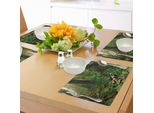 Abakuhaus Tovagliette Paesaggio, Alberi Della Foresta Pluviale Ed Erba Fresca Nella Giungla Del Nepal - Animali - Natura - Foto Tropicale, Tiscjdeco In Tessuto Resistente Al Colore Per La Sala Da Pranzo E La Cucina, Verde Marrone