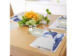 Tovagliette Abakuhaus Ocean, Illustrazione Acquerellata Di Una Tempesta Su Sfondo Bianco Con Onde Stampate A Getto D'acqua, Tovaglietta Decorativa In Tessuto Resistente Ai Colori Per La Sala Da Pranzo E La Cucina, Bianca E Blu.
