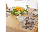 Tovagliette Abakuhaus Con Immagini Di Animali, Simpatici Gattini E Cagnolini, Migliori Amici, Decorazioni Da Tavola In Tessuto Resistente Ai Colori Per La Sala Da Pranzo E La Cucina, Marrone Sabbia, Bianco E Crema.