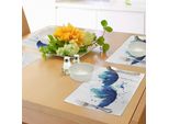 Tovagliette Abakuhaus Blu, Motivo Floreale Effetto Acquerello, Arte Astratta, Illustrazione Con Fiordaliso, Tiscjdeco In Tessuto Resistente Al Lavaggio Per Sala Da Pranzo E Cucina, Azzurro E Blu