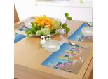 Tovagliette Abakuhaus Ocean, Una Collezione Di Illustrazioni Tavole Da Surf Sulla Spiaggia Sabbiosa Il Cielo E La Stampa Marina, Tiscjdeco In Tessuto Resistente Al Colore Per La Sala Da Pranzo E La Cucina, Multicolore