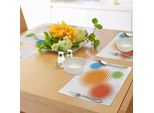 Tovagliette Abakuhaus Arancioni, Cerchi Colorati A Mezzitoni Con Punti Su Sfondo Bianco, Design Retrò, Decorazioni Da Tavola In Tessuto Resistente Al Lavaggio Per La Sala Da Pranzo E La Cucina, Arancione, Blu E Rosso
