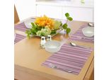 Abakuhaus Tovagliette Moderne, Stampa Geometrica Astratta Retrò Con Strisce Vintage, Decorazioni Da Tavola In Tessuto Resistente Ai Colori Per La Sala Da Pranzo E La Cucina, Rosa Chiaro, Bianco, Lilla E Grigio