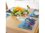Tovagliette Abakuhaus Ocean, Decorazioni In Stile Cartone Animato Con Motivi Subacquei E Squalo Cattivo Che Insegue Piccoli Pesciolini, Decorazioni Da Tavola In Tessuto Resistente Ai Colori Per La Sala Da Pranzo E La Cucina, Multicolore.
