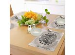 Abakuhaus Tovagliette Vintage, Uccelli Aquilini Etnici Araldici Con Motivi Floreali Damascati In Stile Vittoriano Retrò, Tiscjdeco In Tessuto Resistente Al Lavaggio Per La Sala Da Pranzo E La Cucina, Bianco, Nero, Marrone Chiaro