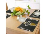 Abakuhaus Tovagliette Moderne, Tipografia Beer Time Con Bicchiere E Illustrazione In Stile Antico, Tiscjdeco In Tessuto Resistente Al Colore Per La Sala Da Pranzo E La Cucina, Verde Scuro Giallo Crema