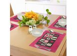 Tovagliette Abakuhaus Retro, Lettere Vintage "I Love Rock N Roll"" Su Poster Grunge A Tema Musicale, Tiscjdeco In Tessuto Resistente Al Lavaggio Per Sala Da Pranzo E Cucina, Grigio Antracite, Beige, Rosa"