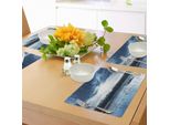 Tovagliette Invernali Abakuhaus, Paesaggio Lacustre Di Mountain Lake Con Tramonto Su Una Baia Ghiacciata, Stampa Digitale Su Tessuto Lavabile, Decorazione Da Tavola Per Cucina, Viola, Grigio, Blu-Grigio E Bianco