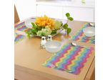 Tovagliette Abakuhaus Rainbow, Motivo Geometrico Moderno A Zig Zag Colorato, Design Accattivante, Illustrazione Fantasiosa, Tovaglietta Decorativa In Tessuto Resistente Ai Colori Per La Sala Da Pranzo E La Cucina, Multicolore