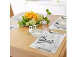 Abakuhaus Tovagliette Moderne, Disegno Di Mongolfiera Tra Le Nuvole Murky Air Journey Immagine Artistica, Tiscjdeco In Tessuto Resistente Al Colore Per La Sala Da Pranzo E La Cucina, Grigio Antracite Bianco