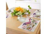 Tovagliette Abakuhaus, Effetto Acquerello Un Grazioso Uccellino Appollaiato Su Un Ramo Con Stampa A Foglie, Tessuto Lavabile E Resistente Allo Scolorimento Per Sala Da Pranzo E Cucina, Verde Felce Viola