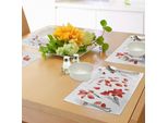 Abakuhaus Tovagliette Floreali, Fiori Autunnali E Illustrazioni Di Foglie E Fiori Acquerellate, Grafica Dipinta, Decorazioni Da Tavola In Tessuto Resistente Ai Colori Per La Sala Da Pranzo E La Cucina, Rosso