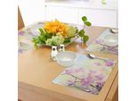 Tovagliette Abakuhaus Con Motivi Floreali, Petali Di Larkspur Con Sfondo Bokeh, Bouquet Botanico Estivo, Decorazioni Da Tavola In Tessuto Resistente Ai Colori Per La Sala Da Pranzo E La Cucina, Verde Chiaro E Rosa Baby.
