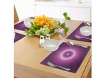 Abakuhaus Tovagliette Viola, Motivo Grafico Con Simboli Floreali E Illusioni Ottiche, Effetto Simmetrico Vibrante, Decorazione Da Tavola In Tessuto Resistente Al Lavaggio Per Sala Da Pranzo E Cucina, Magenta, Viola, Bianco